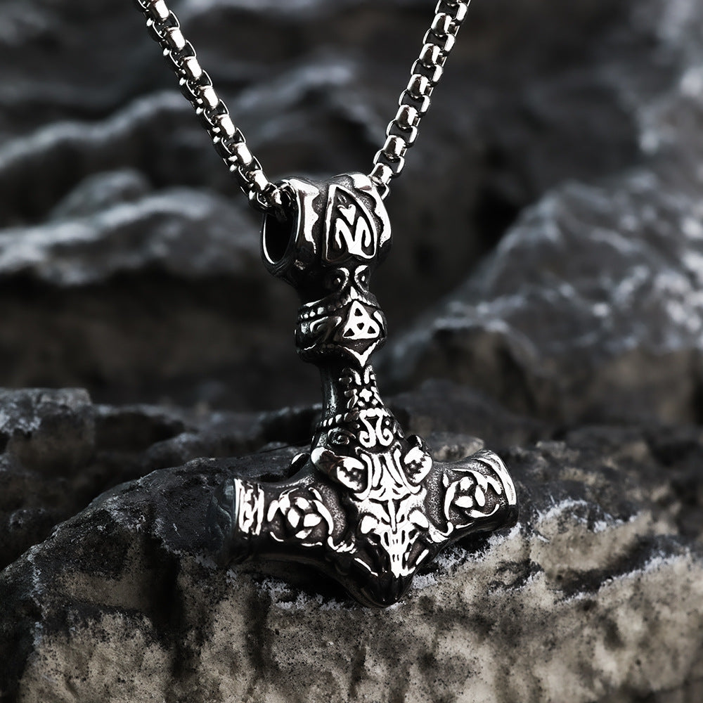 Planderful Viking Rune Pendant Necklace Stainless Steel Long Mens Fashion Jewelry For Trendsetters