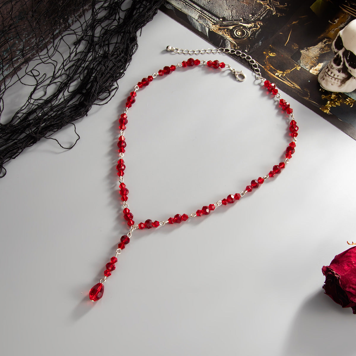 Gothic Blood-Drip Y-Shaped Necklace