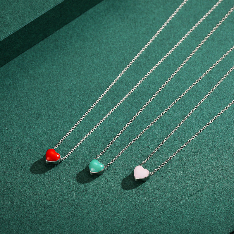 Rainbow Love Sterling Silver Necklace with Zircon Gems