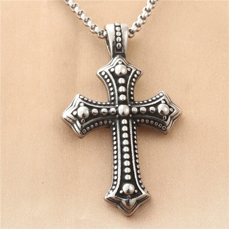 Personalized Titanium Steel Cross Ball Pendant Necklace for Trendy Men