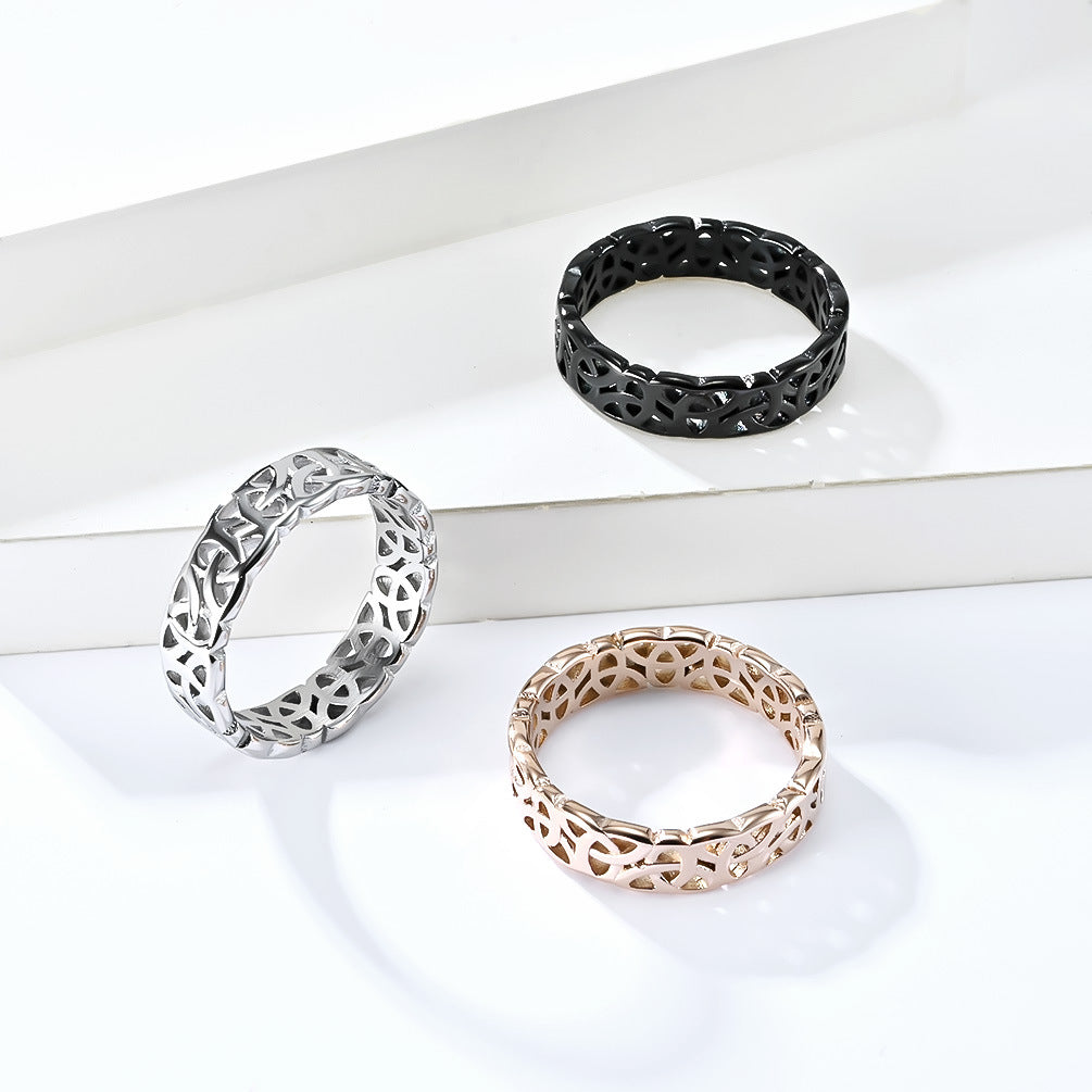 Planderful Titanium Steel Ring Unisex Nordic Viking Eternal Knot Cutout Design For Men And Women