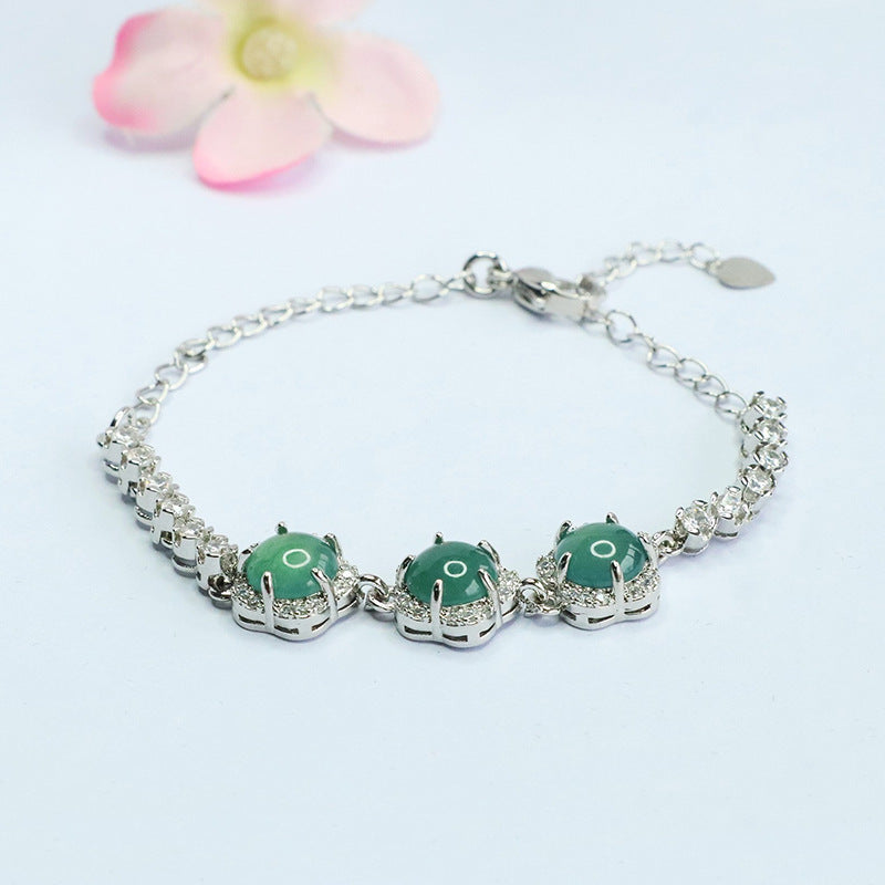 Blue Water Jadeite Summer Blossom Bracelet