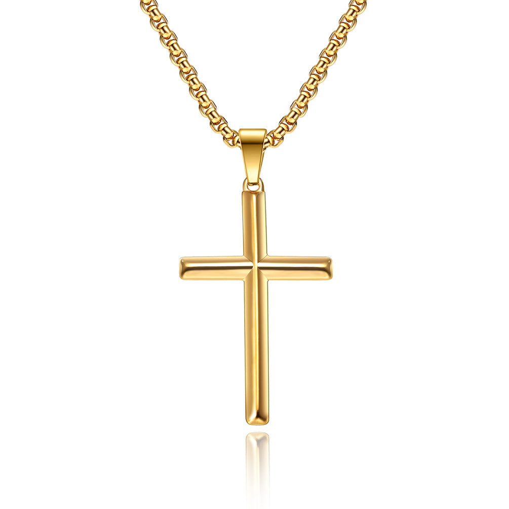 Planderful Rhombus Cross Necklace Unisex Titanium Steel Pendant Versatile Jewelry
