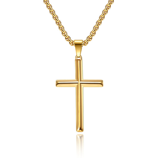 Planderful Rhombus Cross Necklace Unisex Titanium Steel Pendant Versatile Jewelry