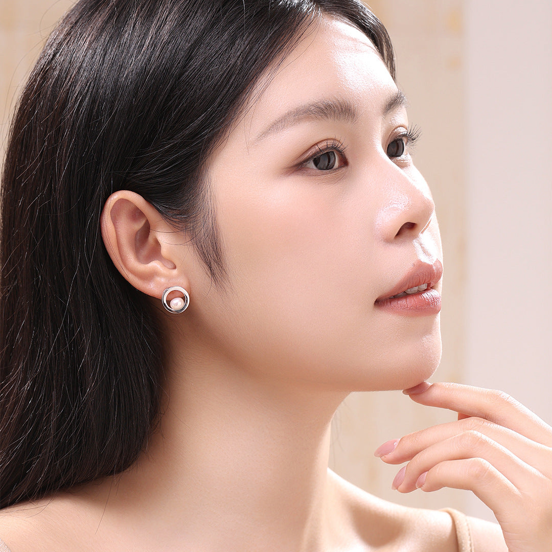 Minimalist Pearl 925 Sterling Silver Women's Earrings