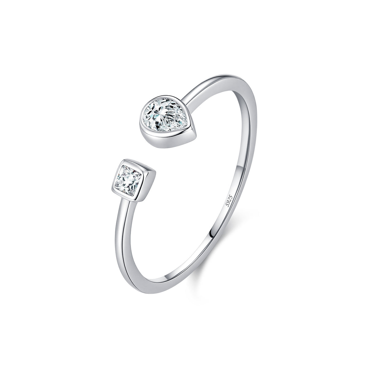 S925 Sterling Silver Adjustable Moissanite Stacking Ring