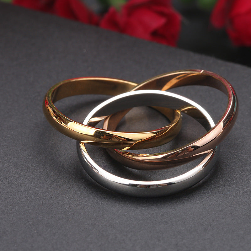 Planderful Mobius Ring Three Ring Set for Women Durable Stainless Steel Jewelry Fashion European American Style