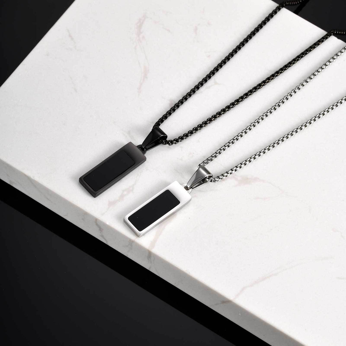 Minimalist Bar Pendant — Black or Silver, Chain Optional