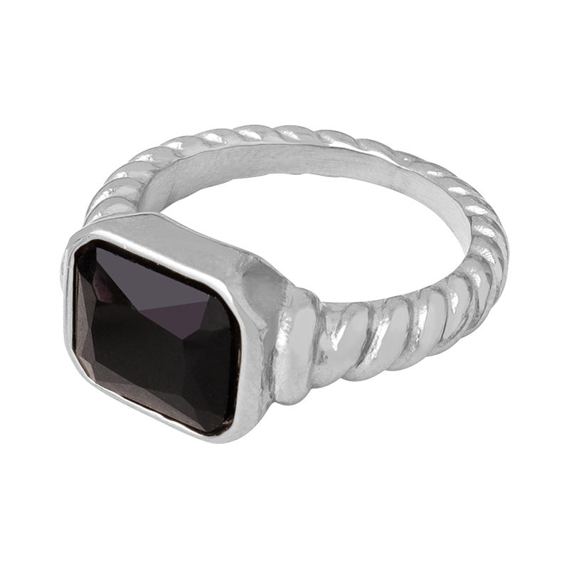 Unique Geometric Inlay Design Titanium Steel Ring for Women