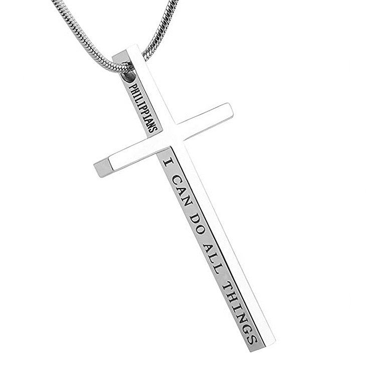 Planderful Stainless Steel Cross Necklace For Men With Textured Snake Chain Durable Everyday Gift