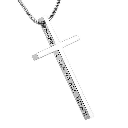 Planderful Stainless Steel Cross Necklace For Men With Textured Snake Chain Durable Everyday Gift