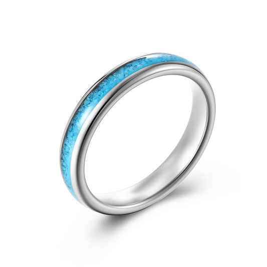 Amazon Tungsten Steel Inlaid Turquoise Gemstone Ring for Men and Women