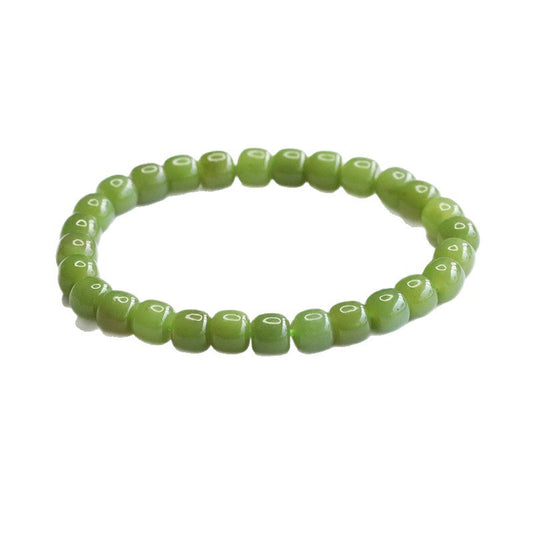 Qingshui Hetian Jade Vintage Bead Bracelet
