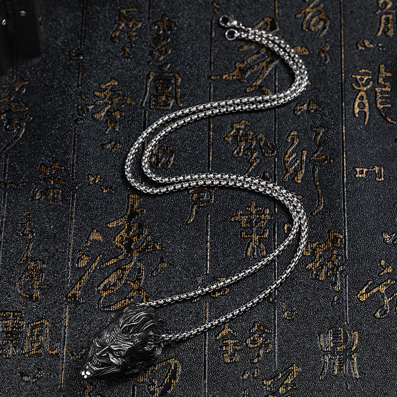 Stainless Steel Necklace – Vintage Sun Wukong Monkey Head Pendant For Everyday Style