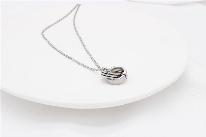 Double Ring Necklace For Women And Men Durable Stainless Steel Collarbone Jewelry Planderful Unisex Bold Statement