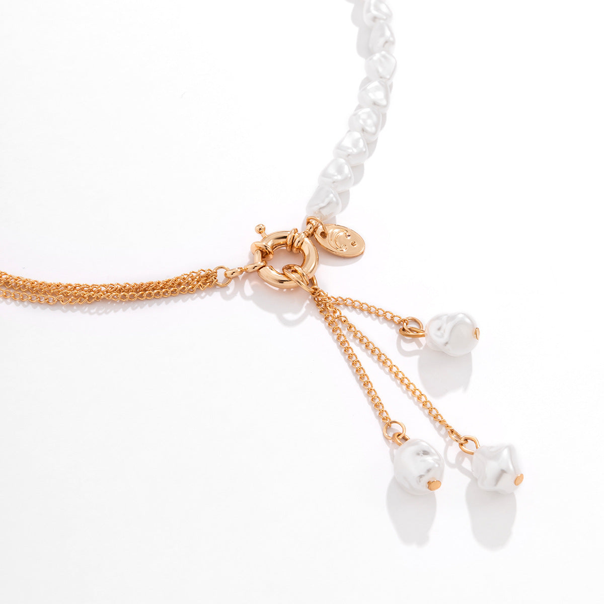 Planderful Vienna Verve Asymmetrical Pearl Fringe Necklace For Bold Punk Style Women