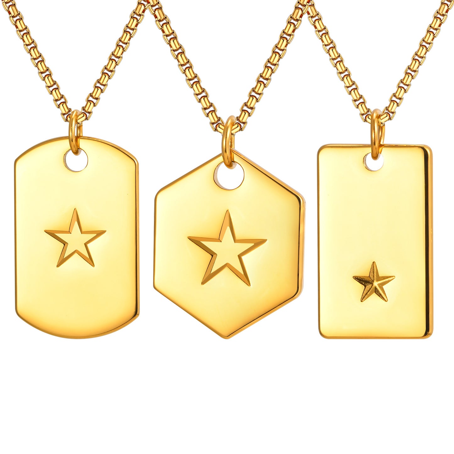 Planderful Mens Hip Hop Pentagram Stainless Dog Tag Pendant