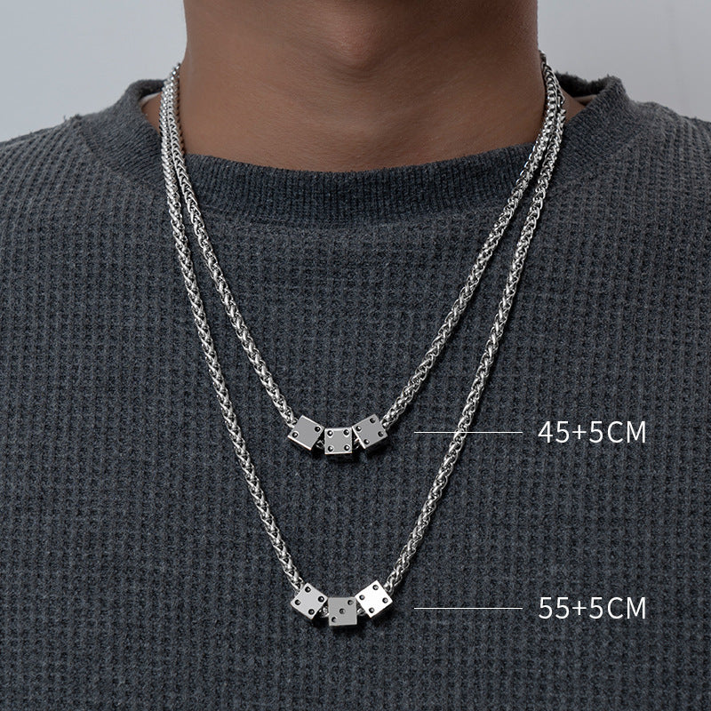 Planderful Jewelry Square Stainless Steel Necklace For Men And Women Hip Hop Collarbone Chain Gift