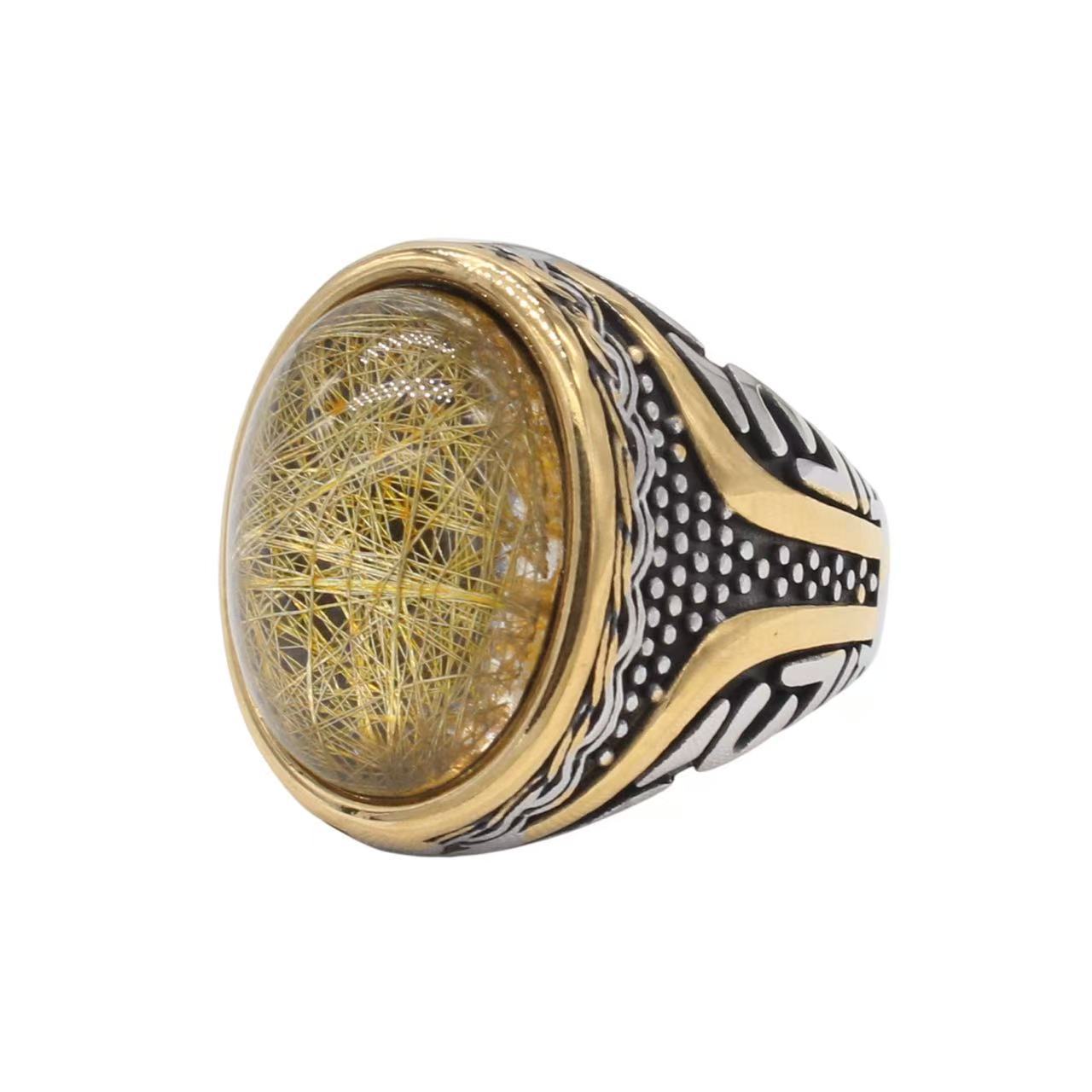 Planderful Jewelry Crystal Stone Ring Steel Ring In Retro European American Style For Everyday Wear