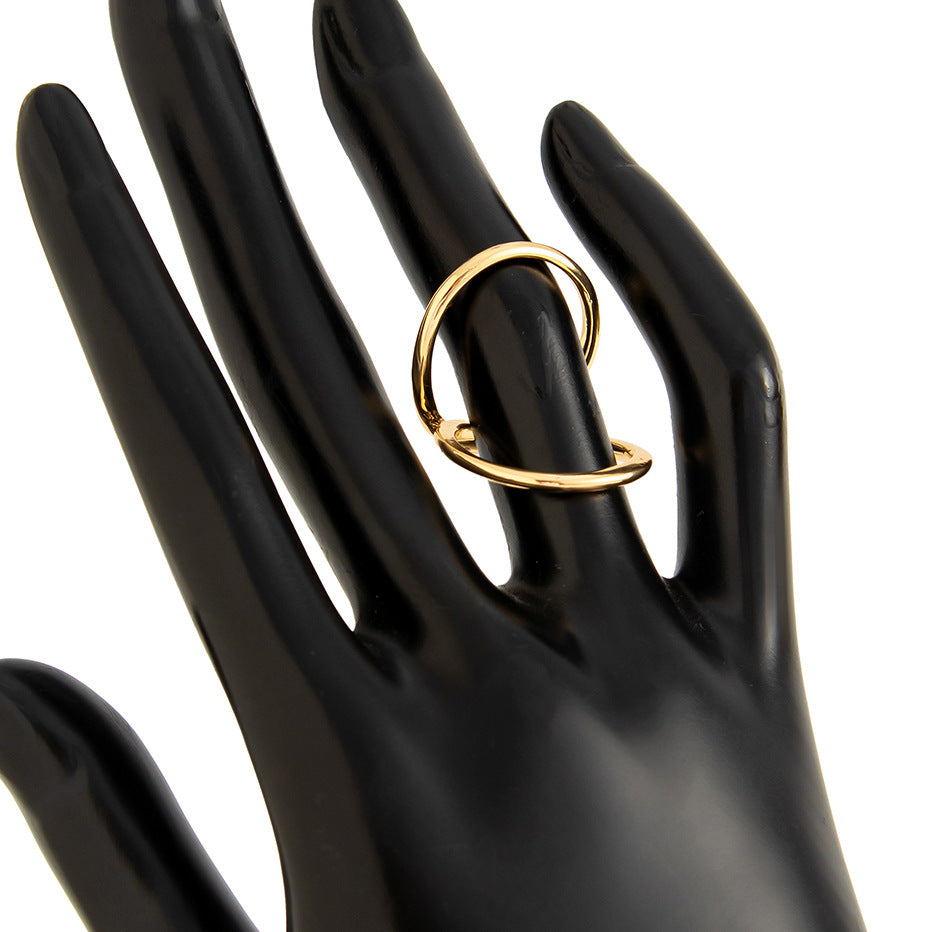 Planderful Geometric Line Ring for Women Hollow Joint Minimalist Statement Jewelry Vienna Verve