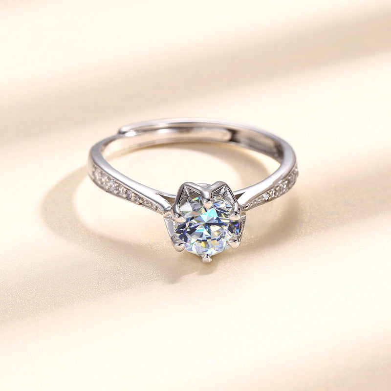 Six-Prong S925 Sterling Silver Ring