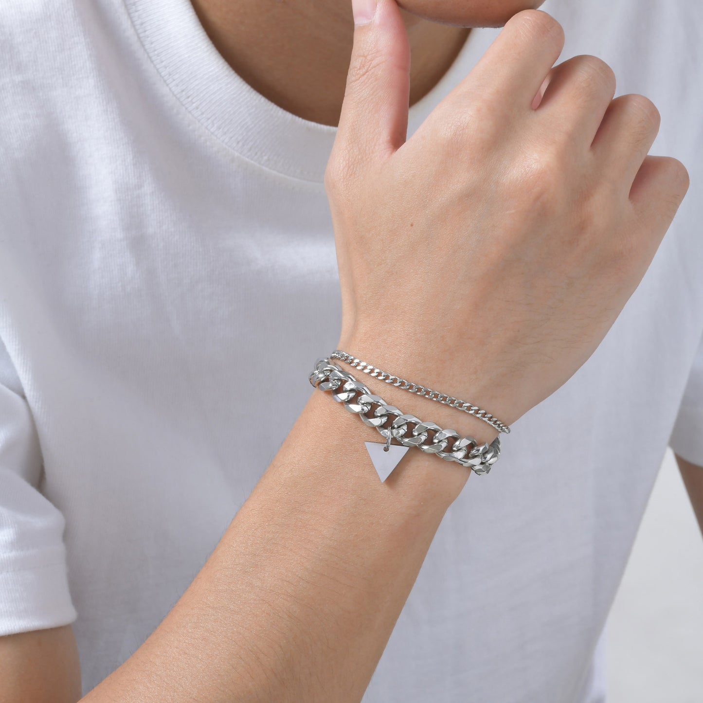 Planderful Double Layer Stainless Triangle Bracelet Men