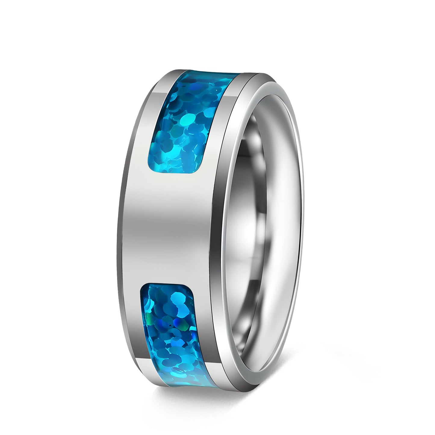 Planderful Imitation Opal Ring Unisex Steel Inlay Everyday Genie Collection Durable Jewelry