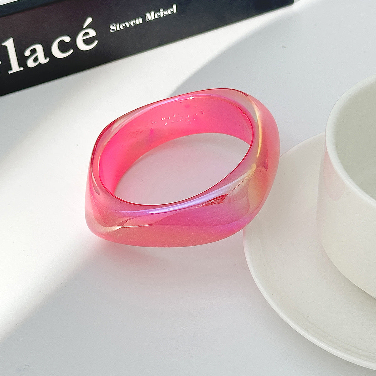 Planderful Geometric Resin Bracelet For Women Multilateral Pearlescent Finish Vienna Verve Collection Jewelry