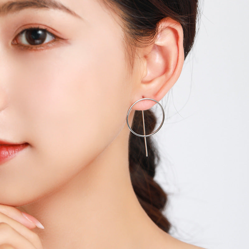 Exaggerated European and American Fashion Sterling Silver Round Earrings