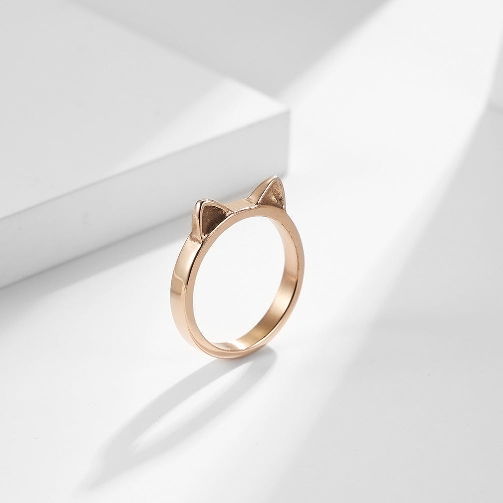 Planderful Cat Ear Ring Titanium Steel For Women Durable Catgirl Jewelry Everyday Genie