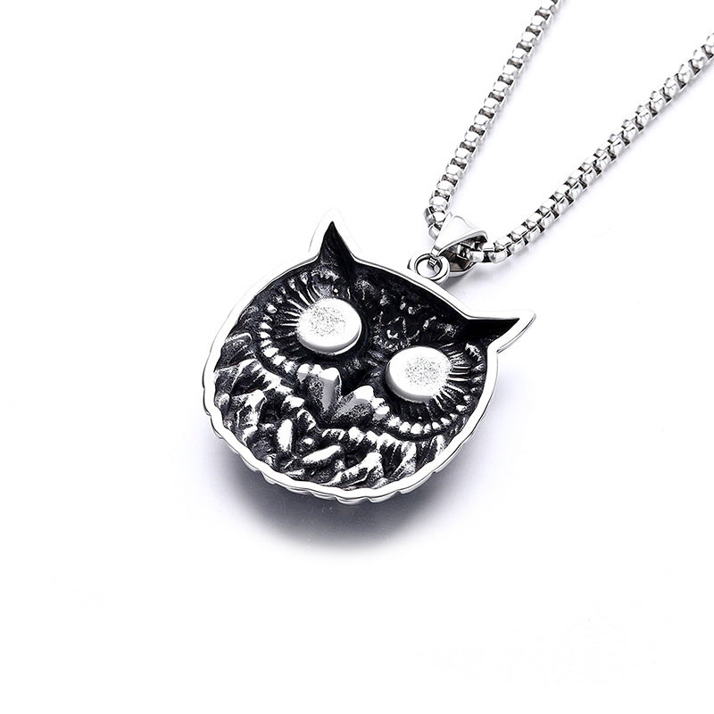 Owl Cartoon Stainless Steel Men's Pendant Necklace