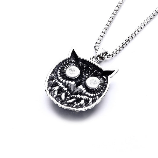 Owl Cartoon Stainless Steel Men's Pendant Necklace