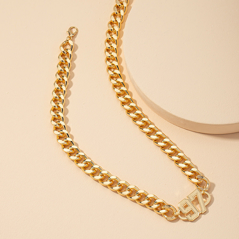 New Trendy Metal Necklace with Thick Chain - Europe & America Fashion Statement Piece