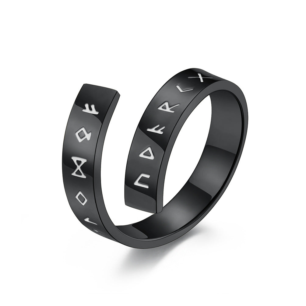 Planderful Viking Symbol Stainless Steel Ring For Men Vintage Style Adjustable Jewelry