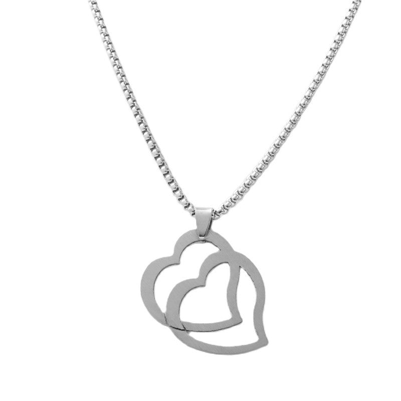 Personalized Retro Titanium Steel Heart Pendant Necklace for Men - Trendy Peach Design