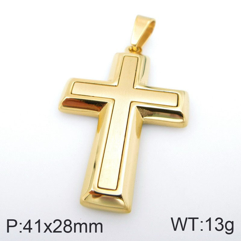 Planderful Stainless Steel Pendant Two Tone Cross Men Retro