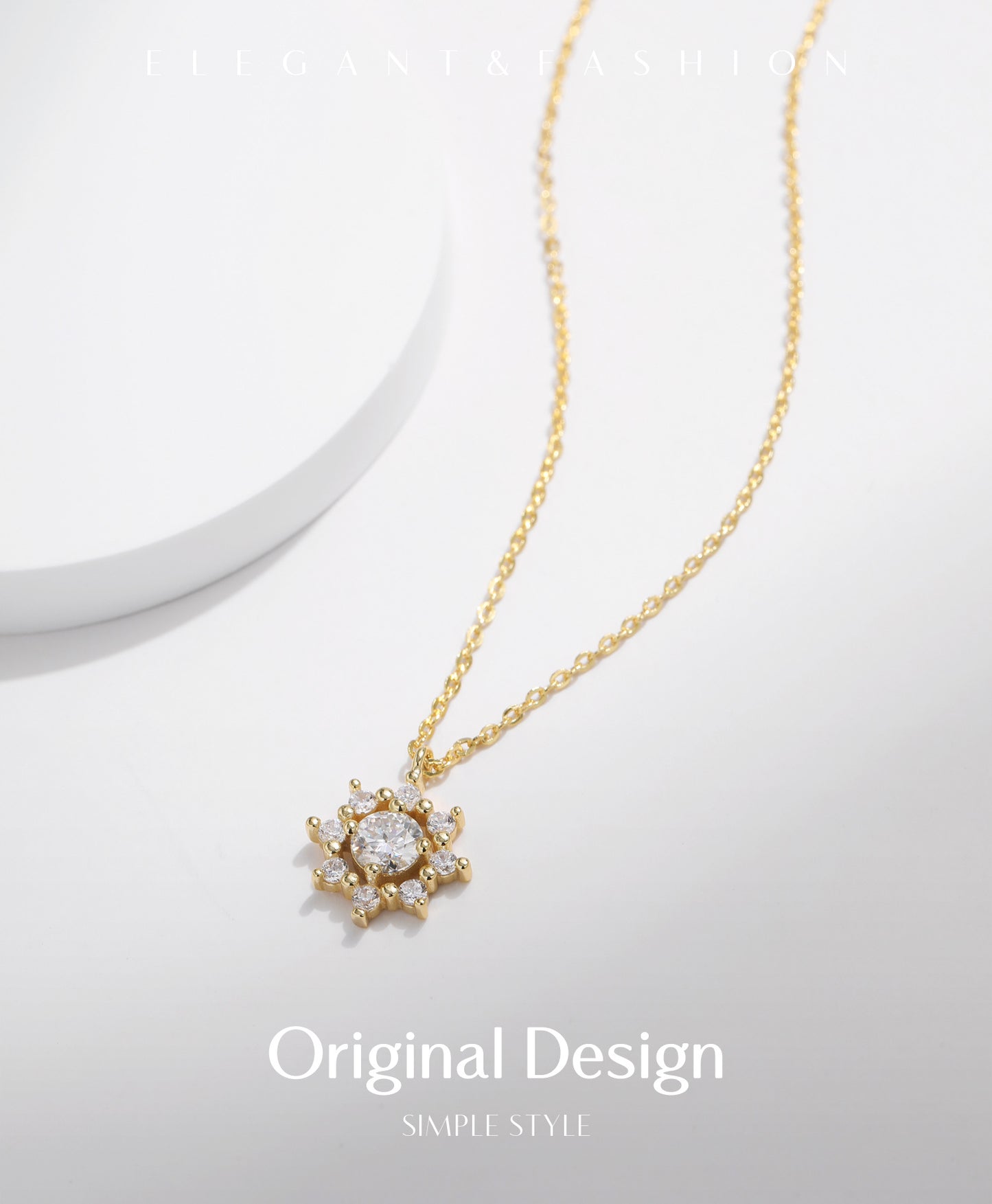 Planderful Moissanite Sparkling Necklace – High-End Sterling Silver Snowflake Design