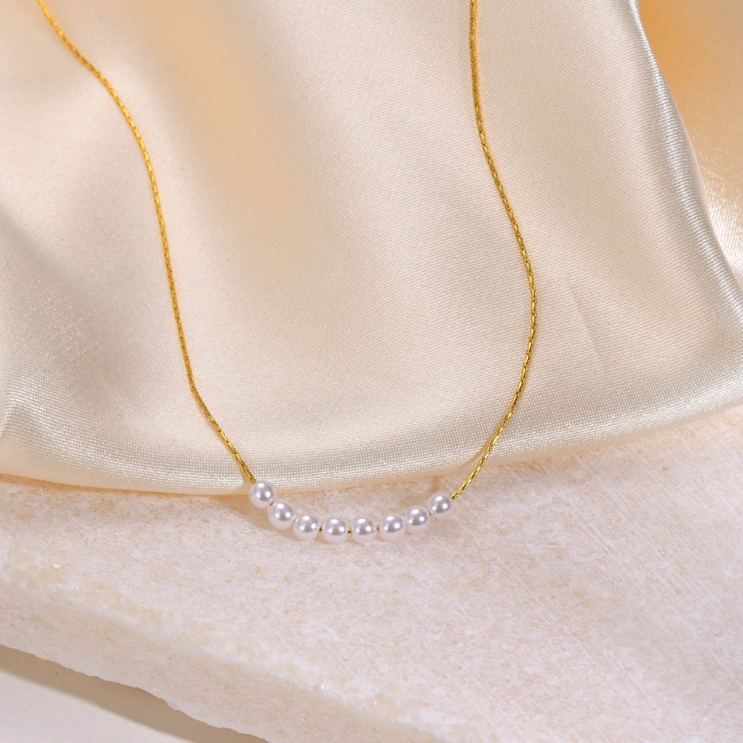 Copper 8 Imitation Pearl Necklace Gold Women's Jewelry