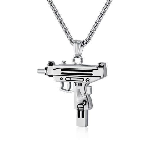 Titanium Steel Uzi Pendant: Elegance Meets Hip-Hop Style