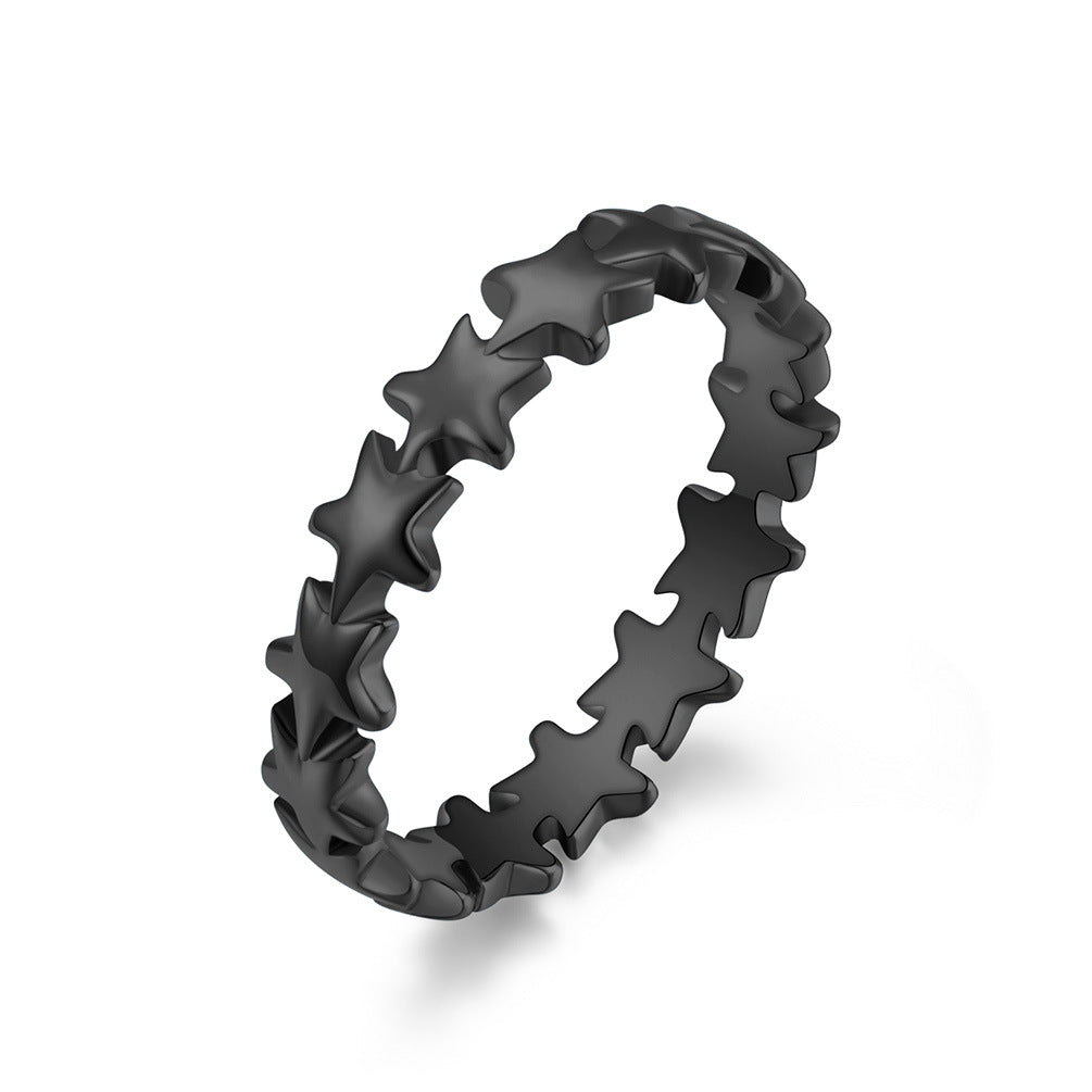 Planderful Titanium Steel Five-Point Star Ring For Women Stackable Light Luxury Jewelry