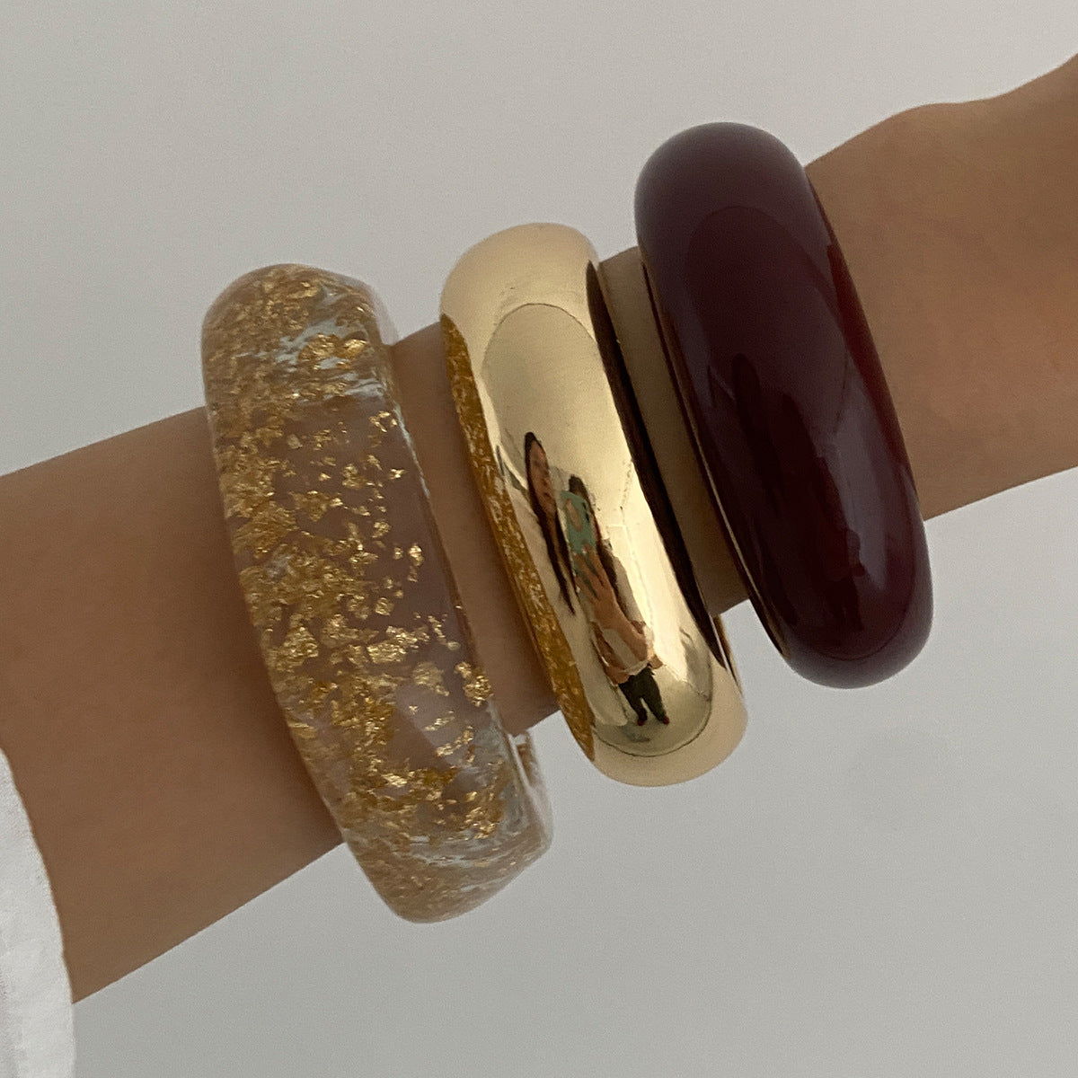 Planderful Vienna Verve C Shaped Bracelet Gold Foil Retro Wide For Women Statement Jewelry