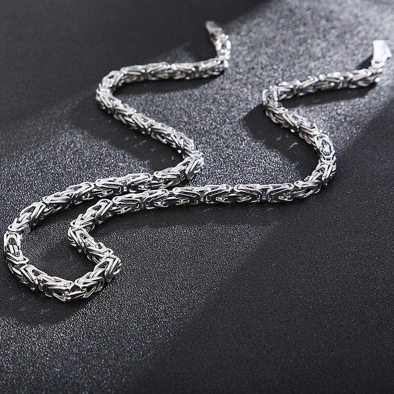 Rock Hip-Hop Emperor Chain, Street V-Shaped Woven Men's Titanium Steel Necklace Bracelet