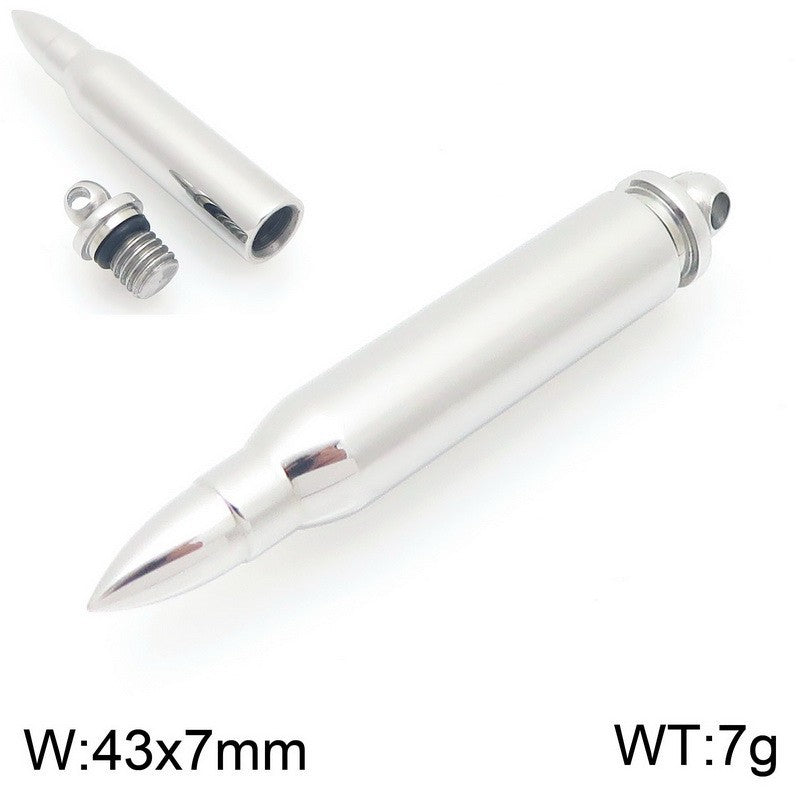 Planderful Mens Bullet Pendant Necklace Glossy Titanium