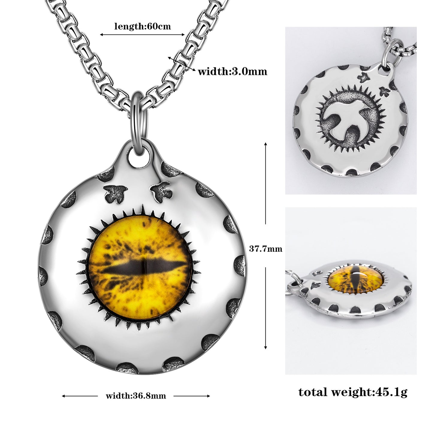 Stainless Steel Necklace - Statement Devil Eye Pendant For Men Trendy Everyday Jewelry