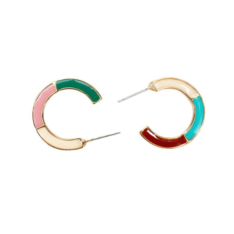 Colorful Alloy Drop Earrings with a Touch of Retro Glamour