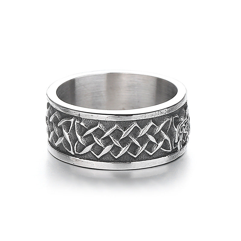 Steel Ring – Vintage Viking Wolf Celtic Totem