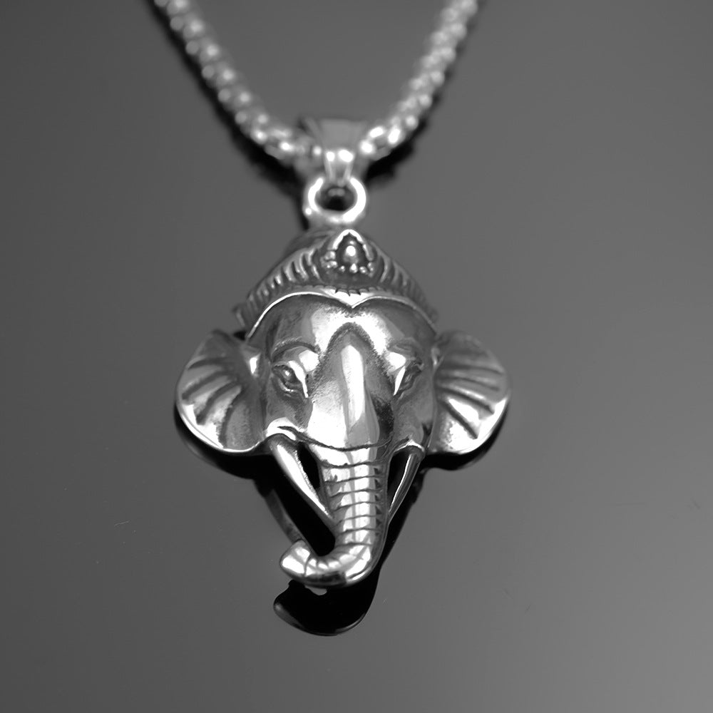 Retro Stainless Steel Men's Pendant Elephant Necklace Pendant