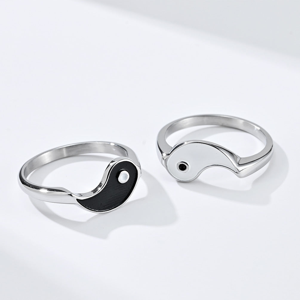 Chinese Style Taiji Diagram Yin And Yang Fish Stainless Steel Ring Male And Female Split Combination Couple Ring Source For Men And Women