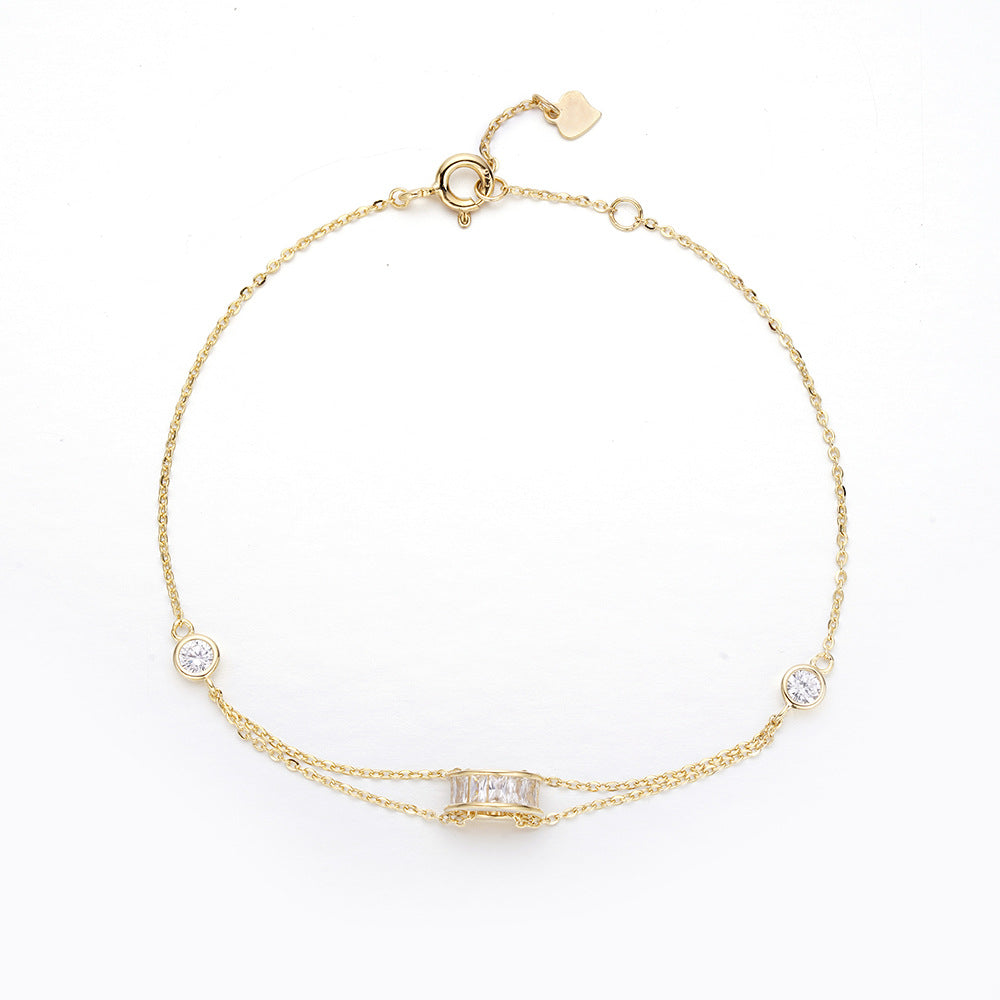 Korean Version Sterling Silver Bracelet with Zircon S925 for Girls