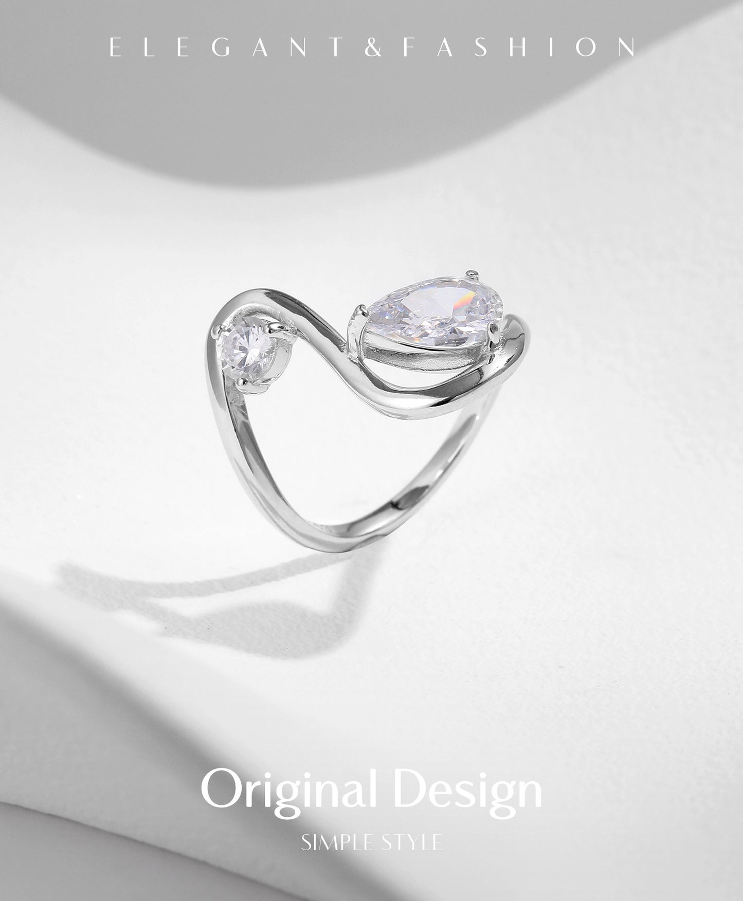 Planderful Everyday Genie Ring – High-End Geometric Design with Zircon Accents